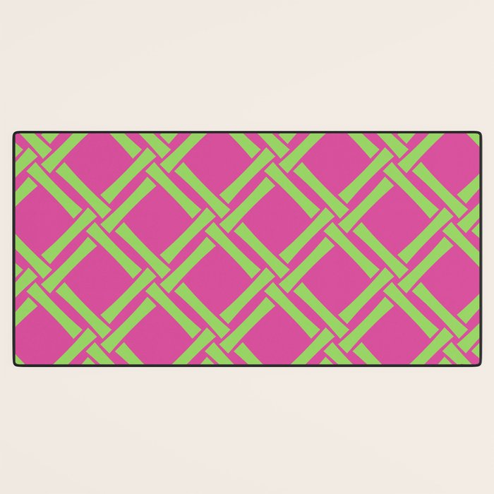 Classic Bamboo Trellis Pattern 240 Hot Pink and Chartreuse Desk Mat Gallery Image 3