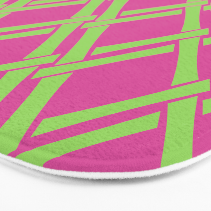Classic Bamboo Trellis Pattern 240 Hot Pink and Chartreuse Bath Mat Gallery Image 3