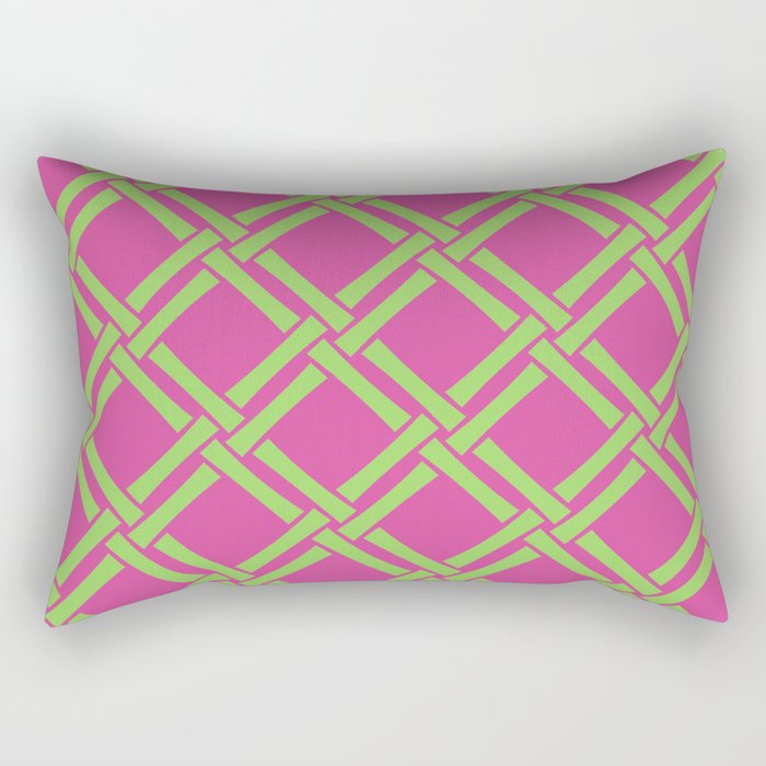 Classic Bamboo Trellis Pattern 240 Hot Pink and Chartreuse Rectangular Pillow Gallery Image 2
