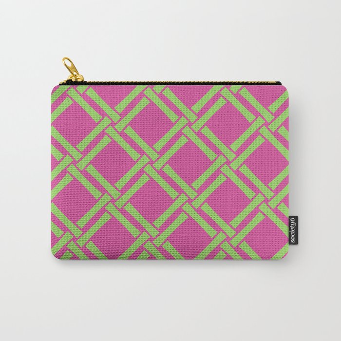 Classic Bamboo Trellis Pattern 240 Hot Pink and Chartreuse Carry All Pouch Gallery Image 1