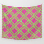 Classic Bamboo Trellis Pattern 240 Hot Pink and Chartreuse Wall Tapestry Gallery Image 4