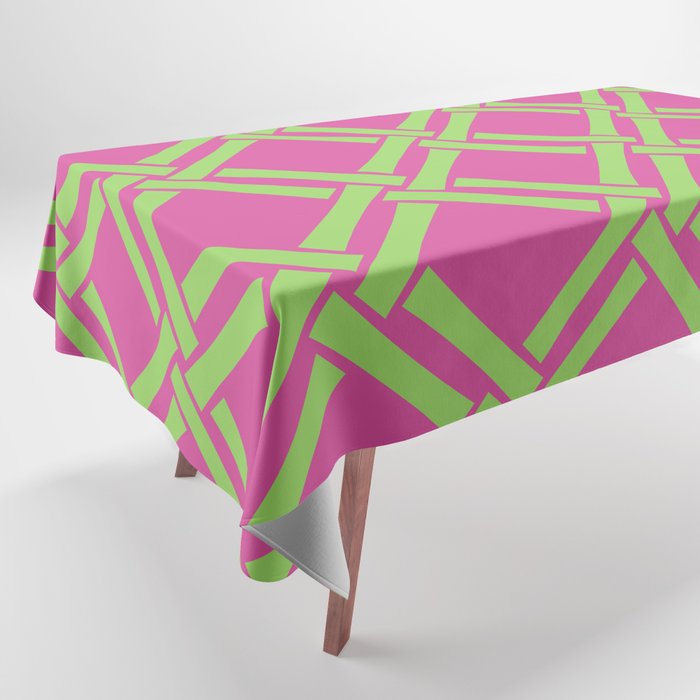 Classic Bamboo Trellis Pattern 240 Hot Pink and Chartreuse Tablecloth Gallery Image 1