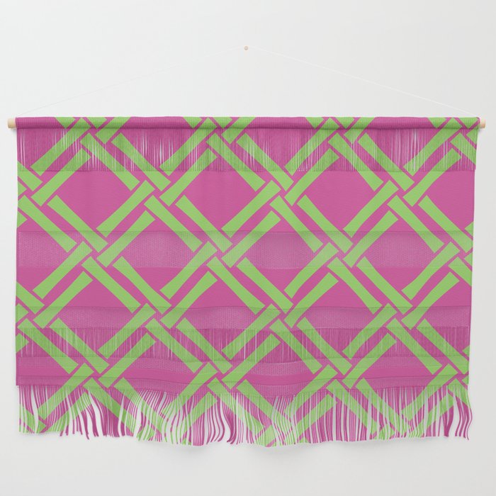 Classic Bamboo Trellis Pattern 240 Hot Pink and Chartreuse Wall Hanging Gallery Image 1