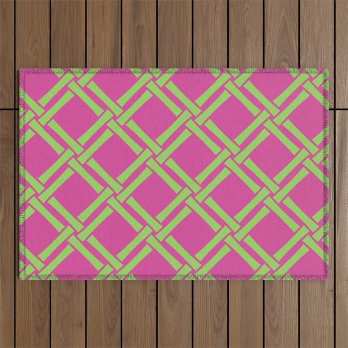 Classic Bamboo Trellis Pattern 240 Hot Pink and Chartreuse Outdoor Rug Gallery Image 1