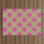 Classic Bamboo Trellis Pattern 240 Hot Pink and Chartreuse Outdoor Rug Gallery Image 1