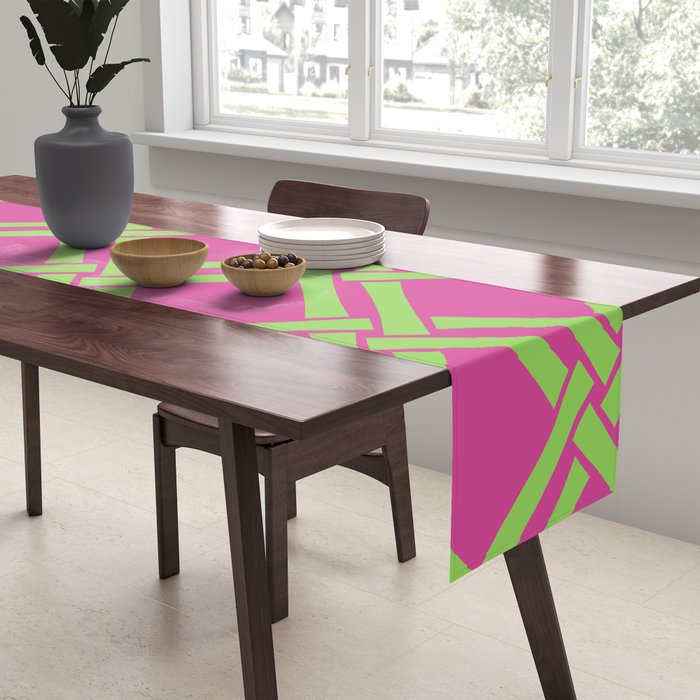 Classic Bamboo Trellis Pattern 240 Hot Pink and Chartreuse Table Runner Gallery Image 2