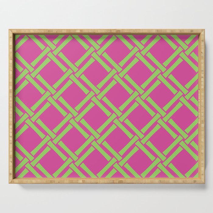 Classic Bamboo Trellis Pattern 240 Hot Pink and Chartreuse Serving Tray Gallery Image 1