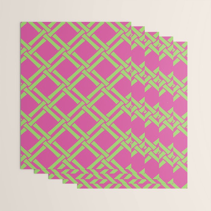 Classic Bamboo Trellis Pattern 240 Hot Pink and Chartreuse Wrapping Paper Gallery Image 3