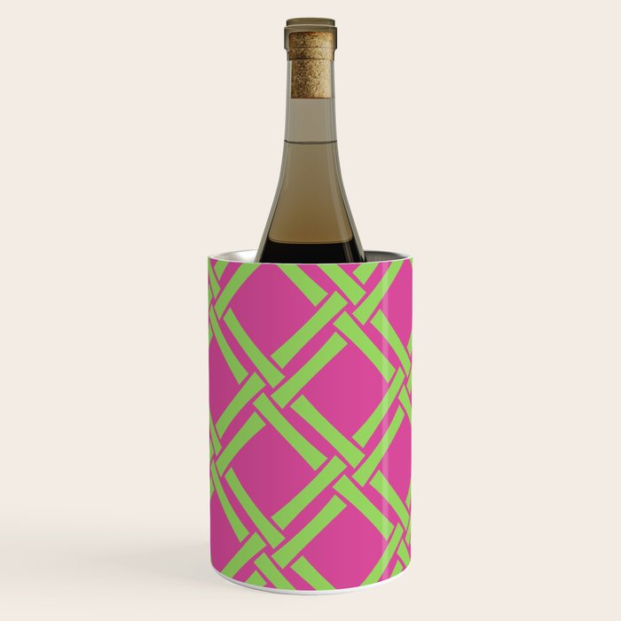 Classic Bamboo Trellis Pattern 240 Hot Pink and Chartreuse Wine Chiller Gallery Image 1