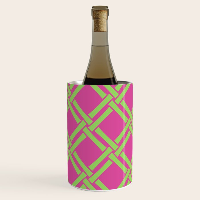 Classic Bamboo Trellis Pattern 240 Hot Pink and Chartreuse Wine Chiller Gallery Image 3