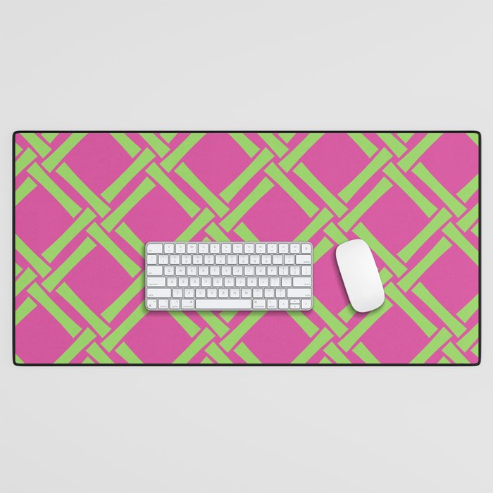 Classic Bamboo Trellis Pattern 240 Hot Pink and Chartreuse Desk Mat Gallery Image 1