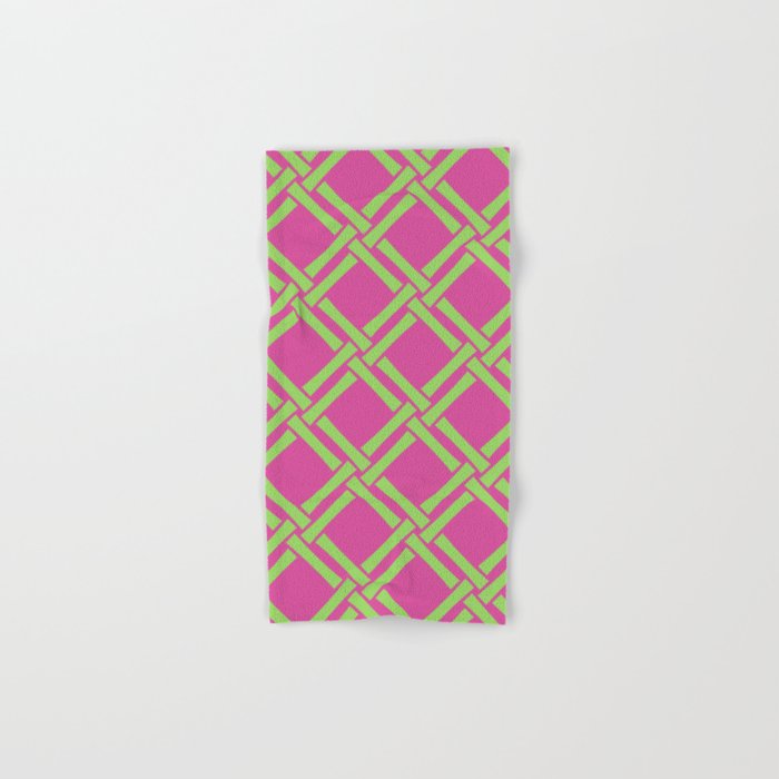 Classic Bamboo Trellis Pattern 240 Hot Pink and Chartreuse Bath Towel Gallery Image 1