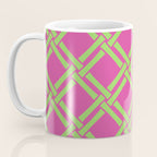 Classic Bamboo Trellis Pattern 240 Hot Pink and Chartreuse Coffee Mug Gallery Image 3