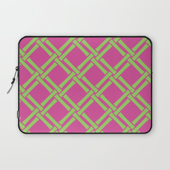 Classic Bamboo Trellis Pattern 240 Hot Pink and Chartreuse Laptop Sleeve Gallery Image 1