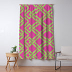 Classic Bamboo Trellis Pattern 240 Hot Pink and Chartreuse Window Curtain Gallery Image 5