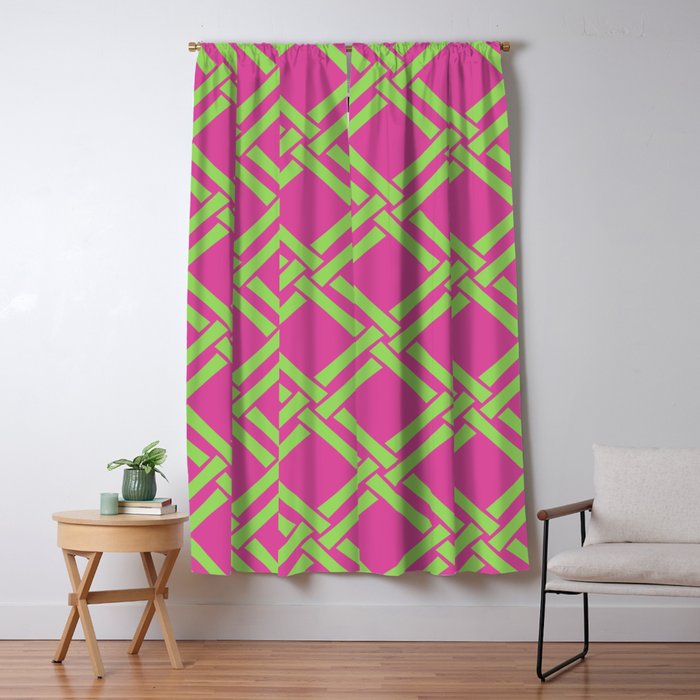 Classic Bamboo Trellis Pattern 240 Hot Pink and Chartreuse Window Curtain Gallery Image 5