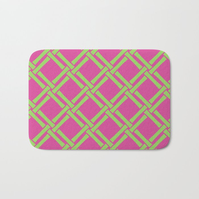 Classic Bamboo Trellis Pattern 240 Hot Pink and Chartreuse Bath Mat Gallery Image 1