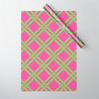 Classic Bamboo Trellis Pattern 240 Hot Pink and Chartreuse Wrapping Paper Gallery Image 1