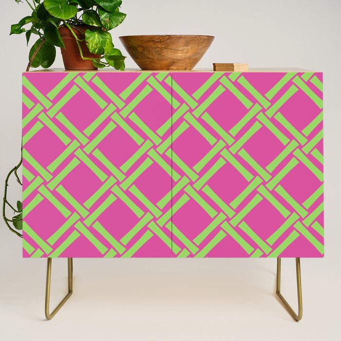 Classic Bamboo Trellis Pattern 240 Hot Pink and Chartreuse Credenza Gallery Image 1