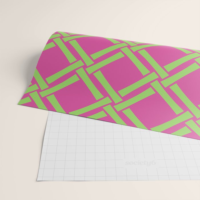 Classic Bamboo Trellis Pattern 240 Hot Pink and Chartreuse Wrapping Paper Gallery Image 2