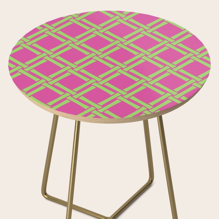 Classic Bamboo Trellis Pattern 240 Hot Pink and Chartreuse Side Table Gallery Image 2
