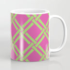 Classic Bamboo Trellis Pattern 240 Hot Pink and Chartreuse Coffee Mug Gallery Image 1