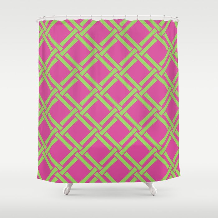 Classic Bamboo Trellis Pattern 240 Hot Pink and Chartreuse Shower Curtain Gallery Image 1