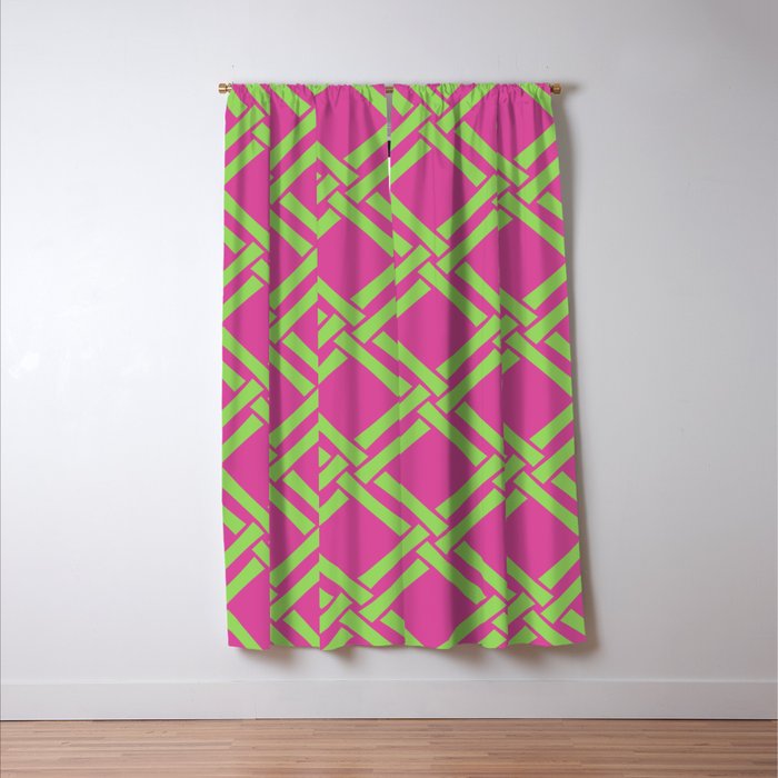 Classic Bamboo Trellis Pattern 240 Hot Pink and Chartreuse Window Curtain Gallery Image 3