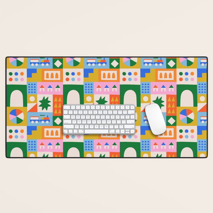 Colorful nordic children toy doodle art pattern Desk Mat Gallery Image 1