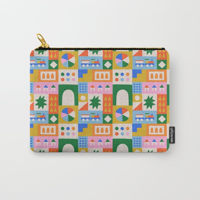 Colorful nordic children toy doodle art pattern Carry All Pouch Gallery Image 1