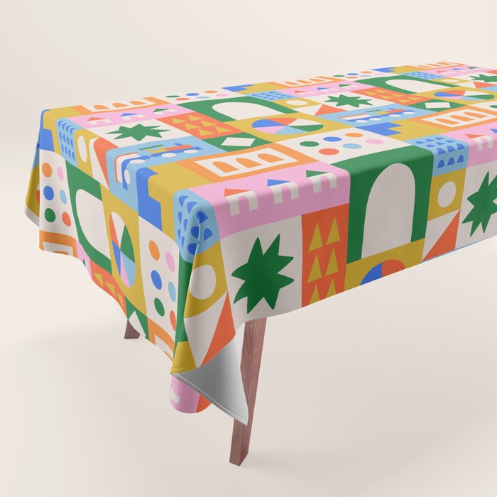 Colorful nordic children toy doodle art pattern Tablecloth Gallery Image 1