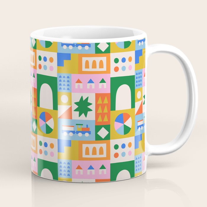 Colorful nordic children toy doodle art pattern Coffee Mug Gallery Image 1