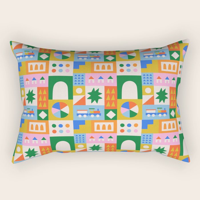 Colorful nordic children toy doodle art pattern Rectangular Pillow Gallery Image 1