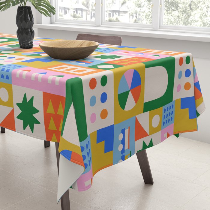 Colorful nordic children toy doodle art pattern Tablecloth Gallery Image 3