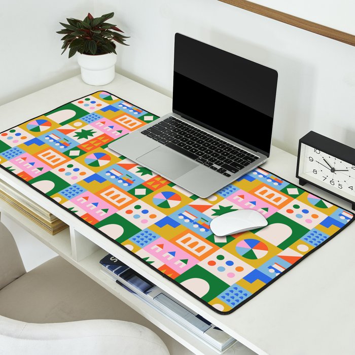 Colorful nordic children toy doodle art pattern Desk Mat Gallery Image 2