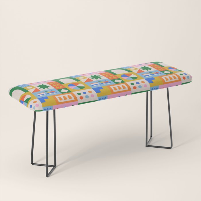 Colorful nordic children toy doodle art pattern Bench Gallery Image 1