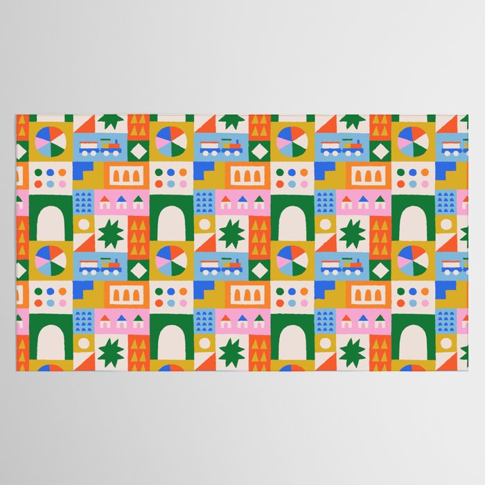 Colorful nordic children toy doodle art pattern Tablecloth Gallery Image 2