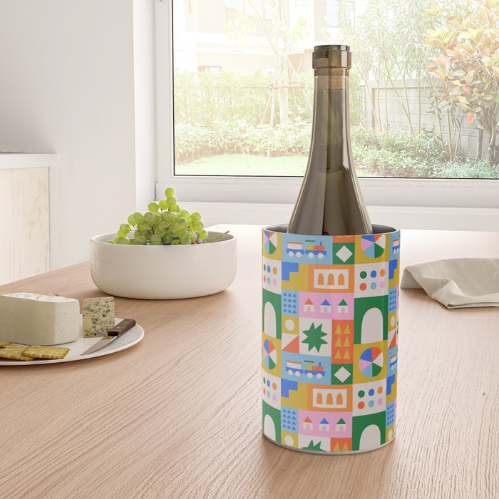 Colorful nordic children toy doodle art pattern Wine Chiller Gallery Image 4