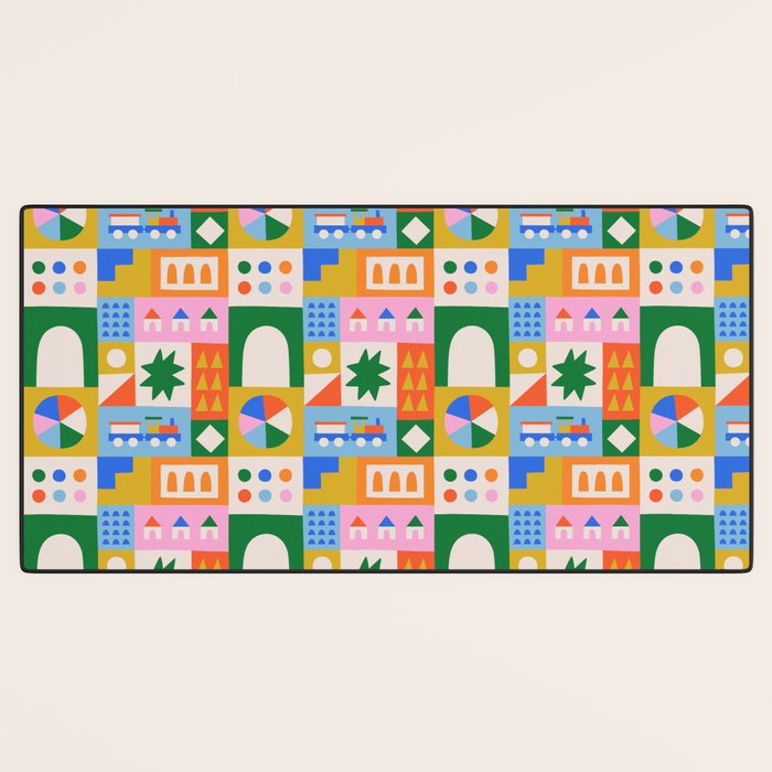 Colorful nordic children toy doodle art pattern Desk Mat Gallery Image 3