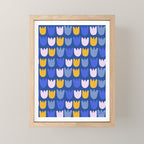 Rows of Tulips in Bloom in Blue & Mustard Yellow Mini Art Print Gallery Image 1