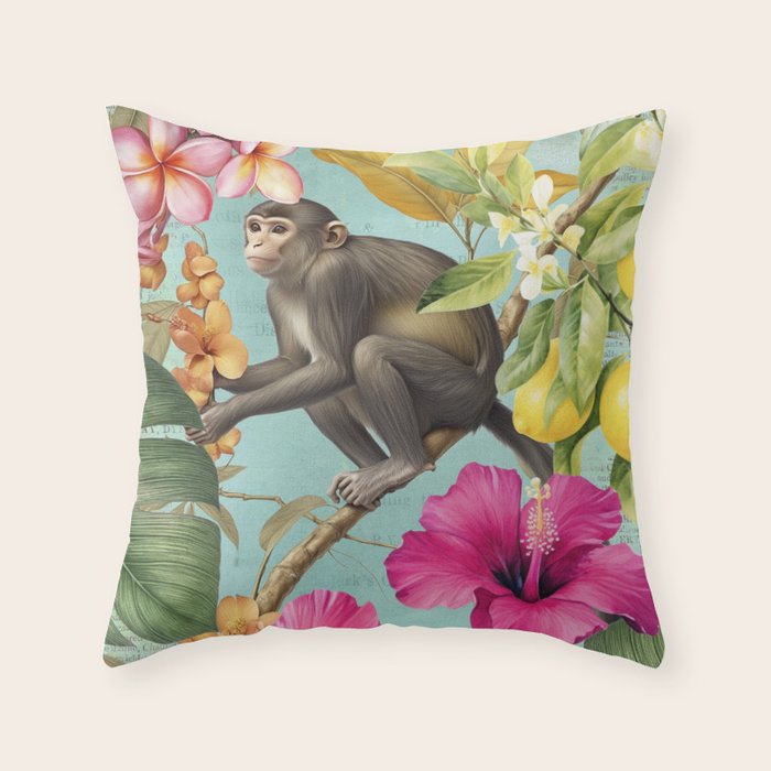 Echoes Of The Tropics Monkeys Paradise Throw Pillow Gallery Image 6