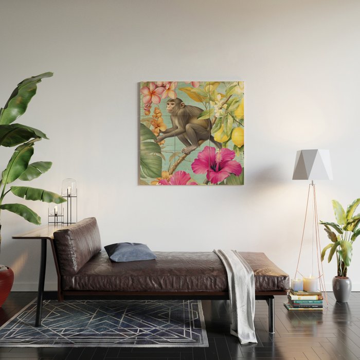 Echoes Of The Tropics Monkeys Paradise Wood Wall Art Gallery Image 2