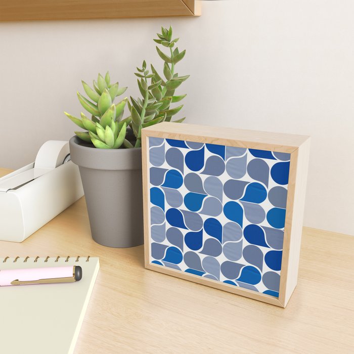 Blue and Gray Geometric Raindrop Pattern Mini Art Print Gallery Image 2