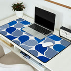 Blue and Gray Geometric Raindrop Pattern Desk Mat Gallery Image 2