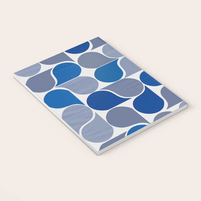 Blue and Gray Geometric Raindrop Pattern Notebook Gallery Image 3