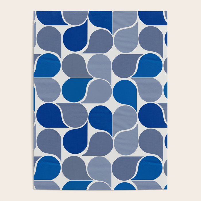 Blue and Gray Geometric Raindrop Pattern Poster Gallery Image 4