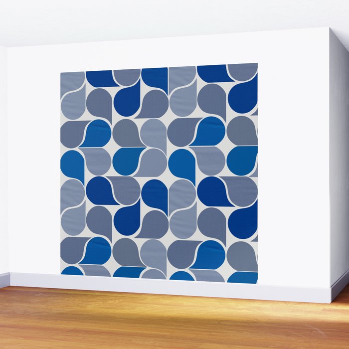 Blue and Gray Geometric Raindrop Pattern Wall Mural Gallery Image 2