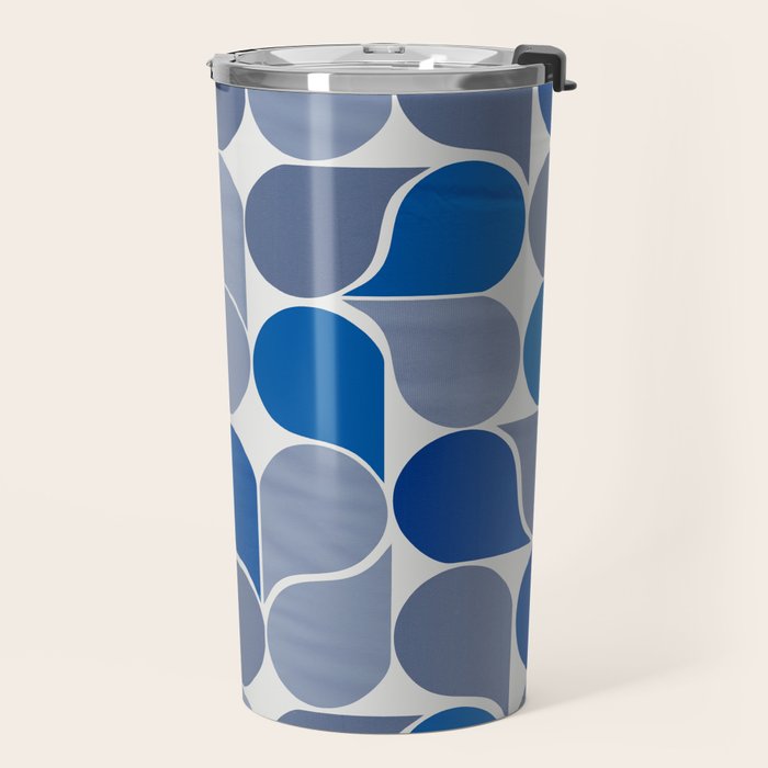 Blue and Gray Geometric Raindrop Pattern Travel Mug Gallery Image 2