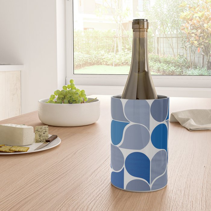 Blue and Gray Geometric Raindrop Pattern Wine Chiller Gallery Image 4