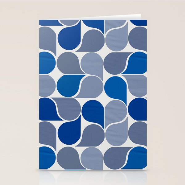 Blue and Gray Geometric Raindrop Pattern Stationery Card Gallery Image 1